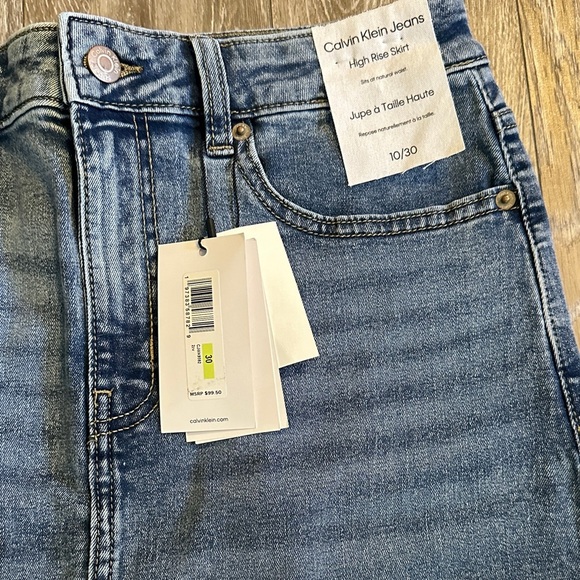 CALVIN KLEIN JEANS | High Rise Blue Denim Maxi Skirt - Picture 5 of 12